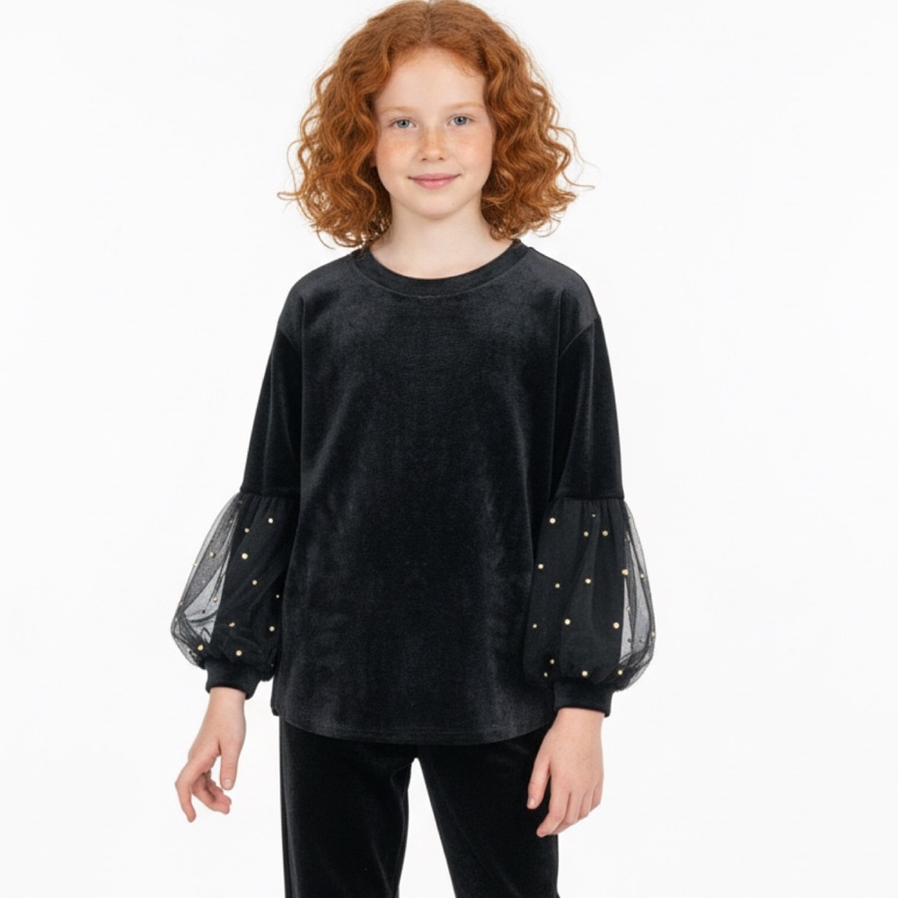 Truly Me‎ Long Sleeves Girls Sweater w/Gold Beads Puffy Sleeves sz 8 NWT